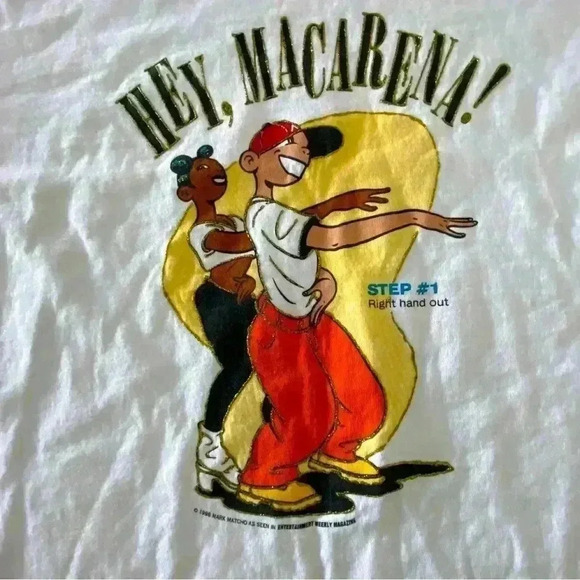 Vintage 90s Hey Macarena T Shirt Like New Condition Size L - Picture 2 of 6